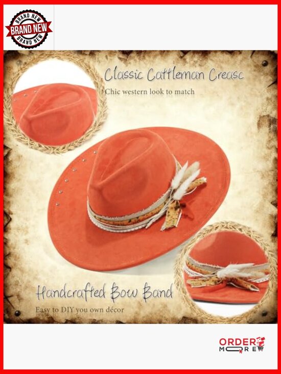 Wide Brim Fedora Hat Unisex Felt Panama Dress Hat Adjustable main image 5